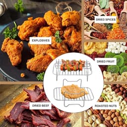 AF400EU Heteluchtfriteuse, grillrooster met 4 spiesen, airfryer-frame, 304 roestvrij staal, stoomrek, multifunctionele airfryer-accessoires, compatibel met de meeste heteluchtfriteuses AF300EU — thumbnail 6