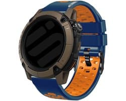 Strap-it Universele 24mm Sport Horlogeband geschikt voor TicWatch Pro 5 Enduro, Coros Nomad, Coros Apex 4 46mm, Garmin Venu X1 - Smartwatch & normaal horloge - Blauw/Oranje