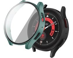 Screen protector - Geschikt voor Samsung Galaxy Watch 6 - 40 mm - Full Cover Hard Case / Beschermend Hoesje - Donkergroen