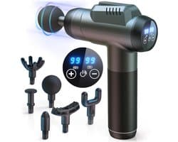 Diepe weefselmassage met 99 snelheden – Krachtige percussiemassager met LCD-touchscreen en 6 massagekoppen voor spierpijnverlichting en ontspanning