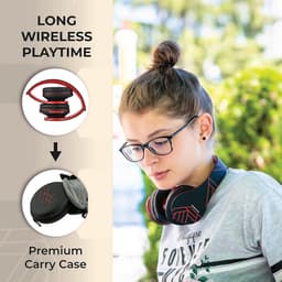 Bluetooth Koptelefoons, PowerLocus P2 draadloze Over-Ear Koptelefoon Inklapbaar, Met microfoon, Micro SD slot, FM Radio, draadloze en kabel Koptelefoon voor Smartphone,Tablets,Laptops,TV(Zwart/Rood) — thumbnail 2