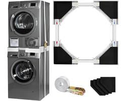 Universele Stapelset Wasmachine en Droger: Verstelbaar Frame met Anti-Vibratie Pads