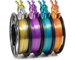 Set PLA Filament 1.75mm Zijdeffect Meerkleurig 4x250g voor 3D Printers