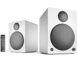 Actieve Boekenplankspeakers Wit met Bluetooth, Digitale Ingang en Afstandsbediening (50W)