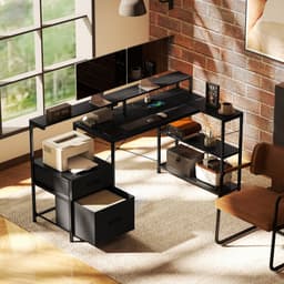 Homcom Gaming Desk-Spaanplaat, Staal-165L x 80B x 91,5H cm-Zwart — thumbnail 4