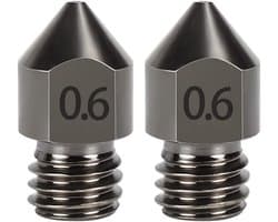 Hardmetalen 3D Printer Nozzle MK8 0.6mm voor 1.75mm Filament