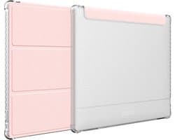 Hoesje voor 7 inch E-reader - Automatisch Wekken/Slapen - Trifold Standaard - Transparant Achterkant - Roze