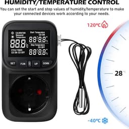 Digitale Temperatuurregelaar met Sensor en Stopcontact - Thermostaat voor Broeikas en Binnenruimtes — thumbnail 3