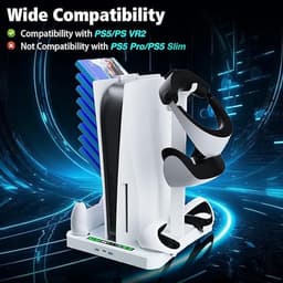 PS5 & PS VR2 Standaard met Koeling en Oplaadstation – 3-in-1 Console Stand met Dual Ventilatoren, Controller Lader & Headsethouder – Ruimtebesparend Accessoire — thumbnail 5