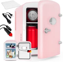 Glitzerlife - Mini Koelkast 4L - Draagbare koelkast 12V 230V - Stil 25dB - Thermo-elektrische koeling tot 18°C onder omgeving - ideaal voor auto, kamer, camping, camper, kantoor en reizen- Roze — thumbnail 1