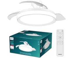 Philips Bliss Plafondventilator met ingebouwde LED-lamp - 3 Intrekbare bladen, diameter: 106cm - 4500 Lumen - Instelbaar wit licht van 2700K tot 6500K - Dimbaar tot 5% - Afstandsbediening - Wit — afbeelding 1