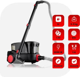 Aurixi® Tapijtreiniger machine - Tapijtreiniger - Tapijtreiniger apparaat - zwart/rood - ‎52cm x 28cm x 29cm — thumbnail 2