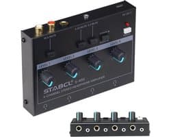 4 Kanaals Hoofdtelefoon Versterker Splitter met Stereo/Mono Input en 3.5mm/6.35mm Output
