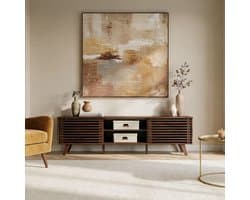 TV Meubel met Schuifdeuren en Verstelbare Planken - Geschikt voor Grote Televisies