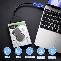 SATA USB Adapter - Externe Harde Schijf - Data Overzetten - Met Voeding - Compact Formaat - Zwart — thumbnail 2