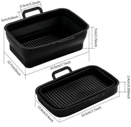 Opvouwbare vierkante Airfryer siliconen kom, 2-pack — thumbnail 7