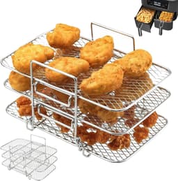 Airfryer accessoires, 3 etages heteluchtfriteuse, Grillrooster voor Ninja Foodi Dual Zone AF300EU/ AF400EU, Air Fryer Rack multifunctioneel, heteluchtfriteuse accessoires — thumbnail 1