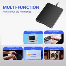 Externe Floppy Drive - 3.5 Inch Lezer - Oude Data Lezen - USB Type-C Connectie - 19x17x4 cm - Zwart — thumbnail 5