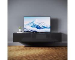 Tv-kast Modern - Lowboard Dressoir - Woonkamer Opbergen - Greeploos Soft-close - 160x40x30 cm - Zwart Hoogglans