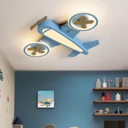 LED Plafondlamp Vliegtuig - Kinderkamerlamp Modern - Sfeervolle Verlichting - Dimbaar Met Afstandsbediening - 75 x 75 x 7 cm — thumbnail 5