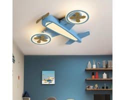 LED Plafondlamp Vliegtuig - Kinderkamerlamp Modern - Sfeervolle Verlichting - Dimbaar Met Afstandsbediening - 75 x 75 x 7 cm
