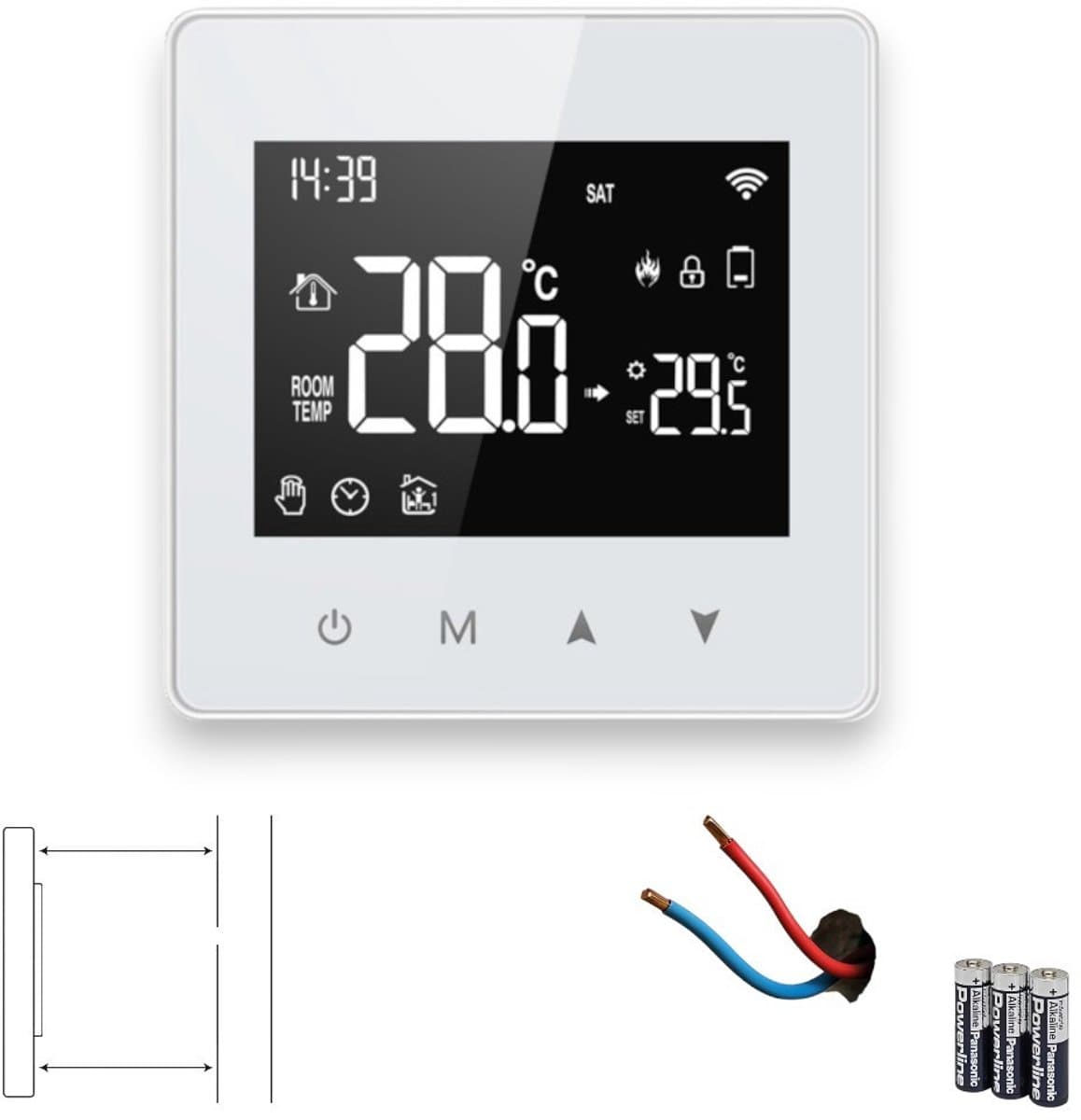 Opbouw Thermostaat | Wifi | Touchscreen bediening | Opbouw installatie | CV installatie | Tuya Smart Life | Spraakbediening | Wit — afbeelding 1