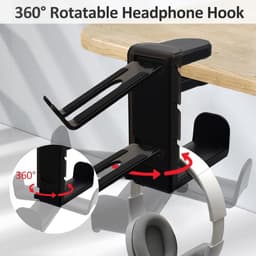 Gaming headset houder voor onder bureau met controller haak in zwart — thumbnail 2