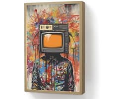 Wandlamp 40x60 cm - Oplaadbaar - Televisie - Graffiti - Mens - Kleuren - Wandlampen binnen woonkamer - Slaapkamer lamp - Decoratieve nachtlamp - Vloerlamp draadloos