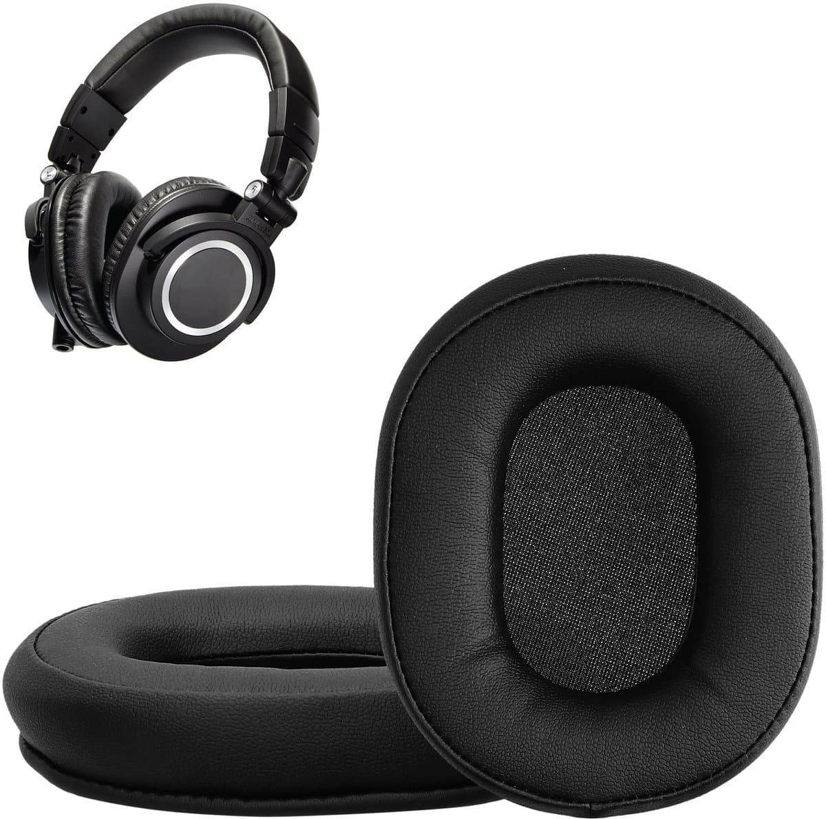 kwmobile 2x oorkussens geschikt voor Audio Technica ATH - MSR7 M30 M40X M50X - Earpads voor koptelefoon in zwart — afbeelding 1