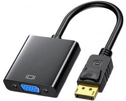 Qost - DisplayPort naar VGA Adapter - Full HD 1080P – Gold-Plated DP / VGA - Male naar Female - Zwart - Compatibel met Computer / Desktop / Laptop / PC / Monitor / Projector