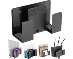 Wall Mount voor Laptop Tablet Keyboard - Dubbele Laag Ontwerp - Universele Metalen Opslag Plank voor 2 Apparaten - Dikte < 4 cm - Beugel Houder voor TV Box Router E-Reader