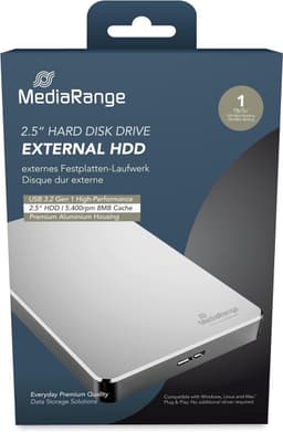 Externe Harde Schijf 1TB USB 3.0 - Snelle Externe Opslag in Zilveren Aluminium Behuizing — thumbnail 1