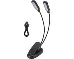Oplaadbare Dubbele LED Boekenlamp Clip voor Lezen en Muziekstandaard