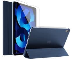 Slanke Smart Folio Kaft met Schermbeschermer voor iPad Air 5 & 4 10,9 inch - Marineblauw