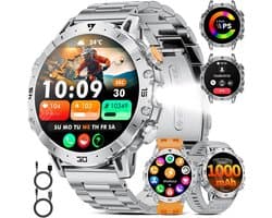 Smartwatch Heren met Grote Batterij, HD Display en Bellen - Compatibel met iOS en Android