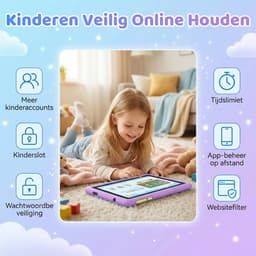 Kindertablet 7 inch - 128GB (64GB+64GB) + 8GB RAM - Tablet - Inclusief Beschermhoes en 64GB SD-kaart - Ouderlijk Toezicht & Lange Batterijduur - Paars — thumbnail 7