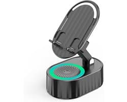 Vizio - Smartphonehouder met Bluetooth Speaker & Powerbank - Draadloze Inductie Luidspreker - RGB Sfeerverlichting - Verstelbare Telefoonhouder - 5-in-1 Gadget - MOBIBASE