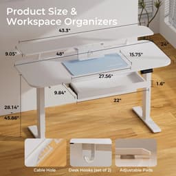 NordHaus Staand Bureau Elektrisch Verstelbaar - Zit-Sta Bureau met 3 Geheugenstanden - Lade en 120x60 cm Werkblad — thumbnail 3