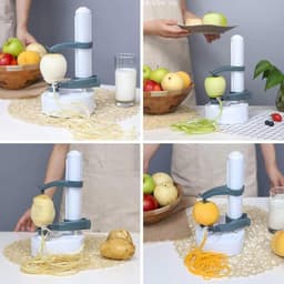 Elektrische Schilmachine - Groente Fruit Schillen - Snelle Keuken Hulp - Automatische Balans - 29x14 cm - Wit Zwart — thumbnail 3