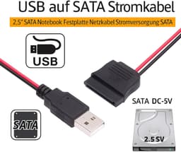 USB naar SATA adapter - Voedingskabel schijf - Externe stroomvoorziening - Standaard compatibel - 30 cm — thumbnail 3
