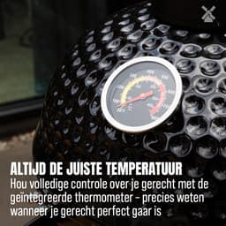 BluMill Kamado BBQ Egg - Kamado 13 Inch - Houtskoolbarbecues - Zwart - Ø 27 cm - Vrijs van PFAS- houdende anti-aanbaklaag - Houtskoolbarbecue Met Thermometer — thumbnail 5