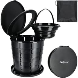 Activ Space - Draagbare Toeristische WC - 2in1 Vuilnisbak - Siliconen Inzetstuk - Zwart — thumbnail 1