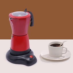 Elektrisch Koffiezetapparaat - Espressomaker Percolator - Snel Koffie Zetten - 360 Graden Draaibare Basis - 10x20 cm - Rood — thumbnail 3