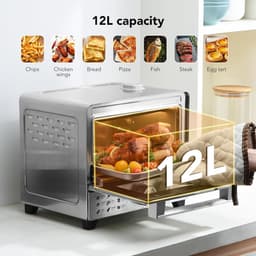 Combinatieoven Airfryer - Heteluchtoven Broodrooster - Veelzijdig Koken - Stoominfusie Technologie - 12 Liter Capaciteit - Roestvrij Staal — thumbnail 4