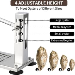 Professionele oester- en mosselopener van roestvrij staal – verstelbaar in 4 standen, met zuignappen, G-klem, mes en snijbeschermende handschoen – voor keuken, thuis en horeca — thumbnail 2