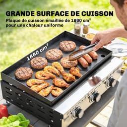 Outsunny Gasgrill - Roestvrij staal, metaal - 62 x 49 x 23 cm - Zwart — thumbnail 3