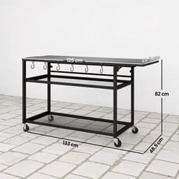 Outsunny Grillwagen - Metaal - 133 x 48,5 x 82 cm - Zwart — thumbnail 3
