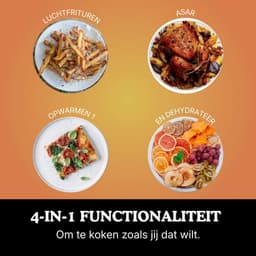 Airfryer enkele Lade - 4-in-1 Airfryer - Roosteren, Opwarmen, Drogen - Voor 1-2 Porties, Digitaal, Voor Bevroren Voedsel - Anti-aanbak Lade & Mandje - 2000W — thumbnail 9