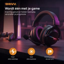 Drivv. PRO Draadloze Gaming Headset met Microfoon - Bluetooth Game Headset geschikt voor PS4, PS5 en PC - Gaming Koptelefoon - Draadloos 2.4GHz — thumbnail 3