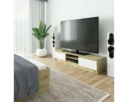 Lowboard TV Kast 160 cm Breed met Opbergvakken en Deurtjes